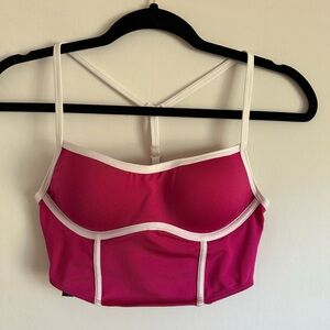 Victoria Secret PINK Sports Bra XSmall Fuchsia  White Trim Active Ultimate